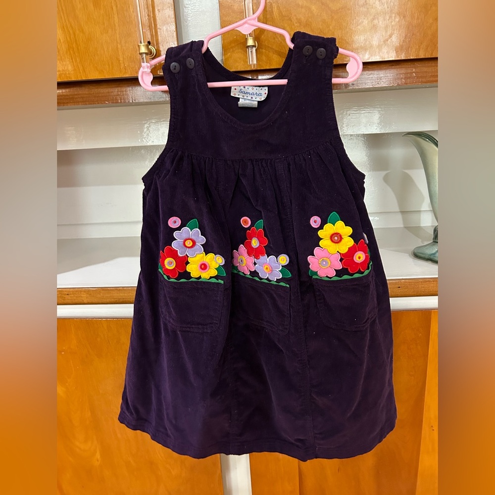 Sz 6 Samara Purole Courdoroy Romper w/ flowers